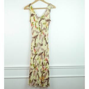 Vintage Small Fairy Dress Y2K Midi Bias Butter Yellow Floral Ethereal Feminine